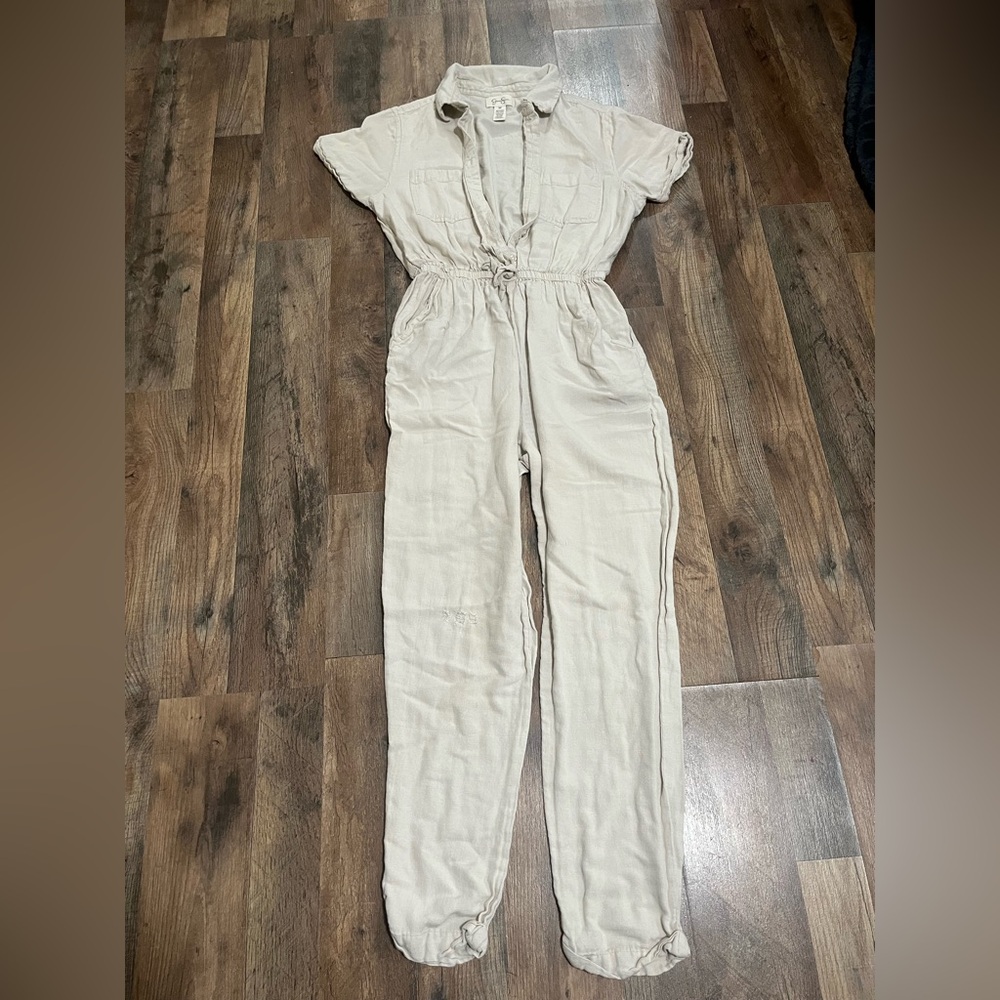 Jessica Simpson Cream Short Sleeve Jumpsuit